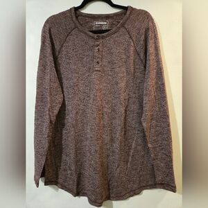 Express Quarter Button Maroon Henley Sweater Size L